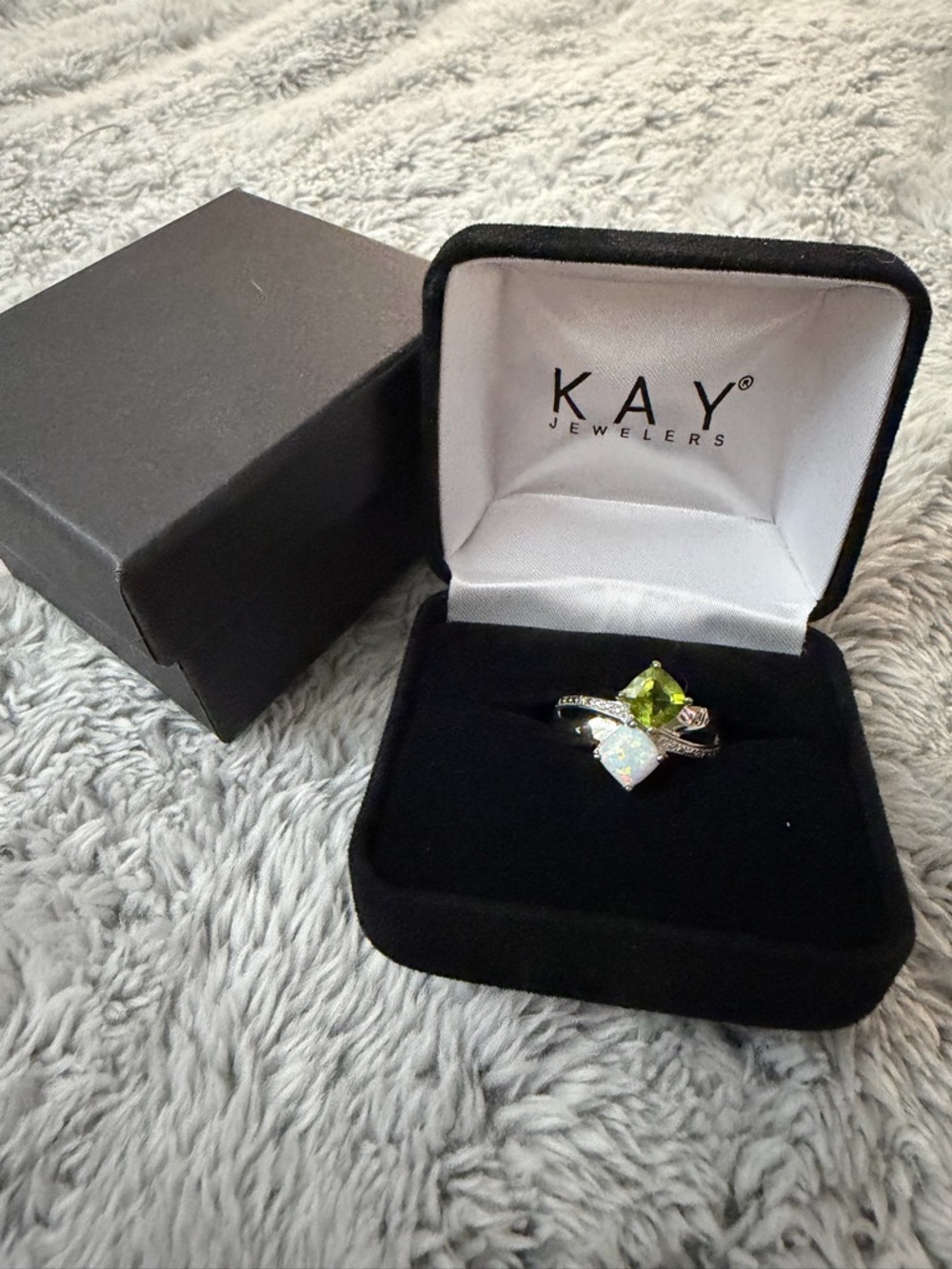 KAY Jewelers Peridot and Tourmaline Stone Ring Sterling Silver personalized - Picture 2 of 8